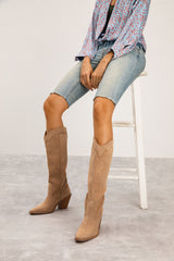 Muriel Western Boots - Beige
