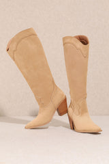 Muriel Western Boots - Beige