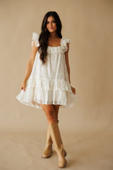 PRE ORDER: Ruben Ruffle Embroidered Dress - Cream