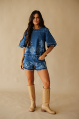 Laurel Embroidered Denim Set