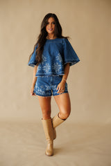 Laurel Embroidered Denim Set