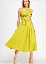 Kelly Knotted Twist Dress - Chartreuse