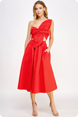 Kelly Knotted Twist Dress - Cherry Red