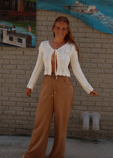 Chamomile Front Tie Cardigan - Ivory