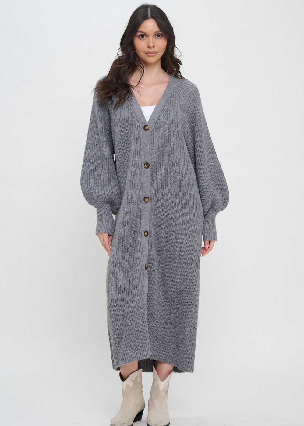Maeve Midi Sweater Dress - Heather Grey – Ivy Lee Boutique