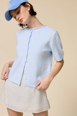 Carolina Short Sleeve Cardigan - Baby Blue