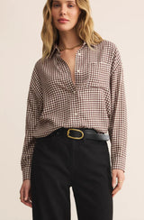 Z Supply | River Plaid Button Up - Chocolate Cherry