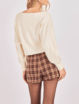 On A Stroll Boatneck Knit Top - Ivory