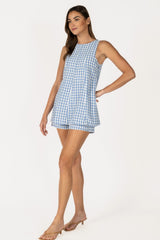 Sunday Stroll Gingham Romper- Blue