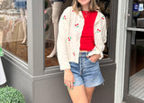 Piper Cherry Embroidered Cardigan - Ivory