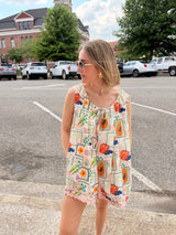 Playful Summer Citrus Print Romper - Ivory Multi