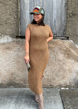 Wandering Intricate Knit Dress - Brown