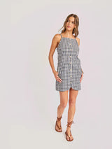 Mustang Gingham Buttoned Mini Dress - Navy