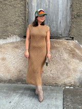 Wandering Intricate Knit Dress - Brown