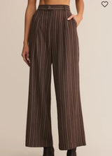 Z Supply | Alma Pinstripe Wide Leg Pant - Chocolate Cherry