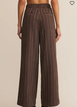 Z Supply | Alma Pinstripe Wide Leg Pant - Chocolate Cherry