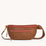 HAMMITT | Charles Crossbody Large - Mahogany Pebble/Brushed Gold Red Zip