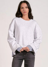 Margot Top - Heather Grey/Blue Stripe
