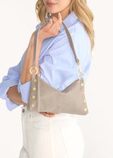 HAMMITT | Kyle Small Soft Leather Bag - Pewter/Brushed Gold/Red Zip