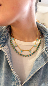TOVA | Multi Cross Necklace - Aqua Bohemian