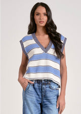 State Sleeveless Sweater Vest - Light Blue Stripe