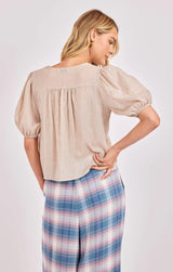 Days End Front Tie Blouse - Light Taupe