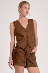 Jen Suede Vest - Chocolate