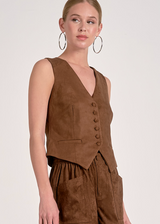Jen Suede Vest - Chocolate