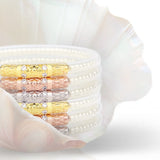 Budha Girl Three Queens All Weather Bangles - White Pearl