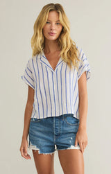 Z Supply | Parallel Stripe Linen Top - Palace Blue