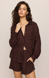 Z Supply | Alfie Button Up Shirt - Chocolate Cherry