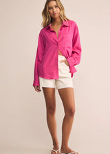 Z Supply | Alfie Linen Button Up - Island Pink