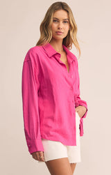 Z Supply | Alfie Linen Button Up - Island Pink