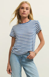 Z Supply | Tourist Airy Striped Tee - Calypso Blue Indigo