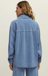 Z Supply | Reese Jersey Denim Button Up - Santorini Indigo