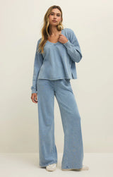 Z Supply | Delphine Knit Denim Sweatshirt - Ocean Air Indigo