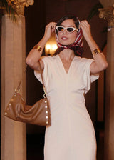 HAMMITT | Kyle Med Soft Leather Bag - Mahogany Pebble/Brushed Gold/Red Zip