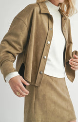 Tuscany Faux Suede Jacket - Olive