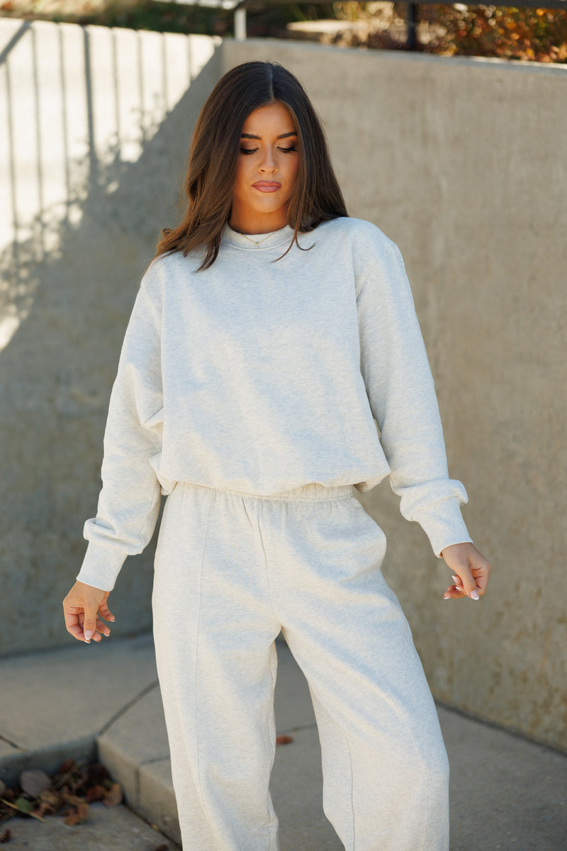 Briley Bubble Hem Sweatshirt - Heather Oat