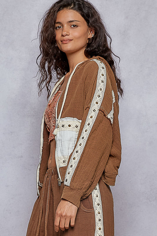 Jolie Boho Knit Jacket - Brown