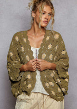 Henry Knit Cardigan - Olive/Almond