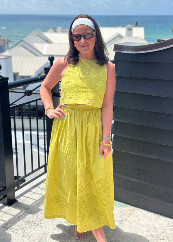 Anna Embroidered Lime Set