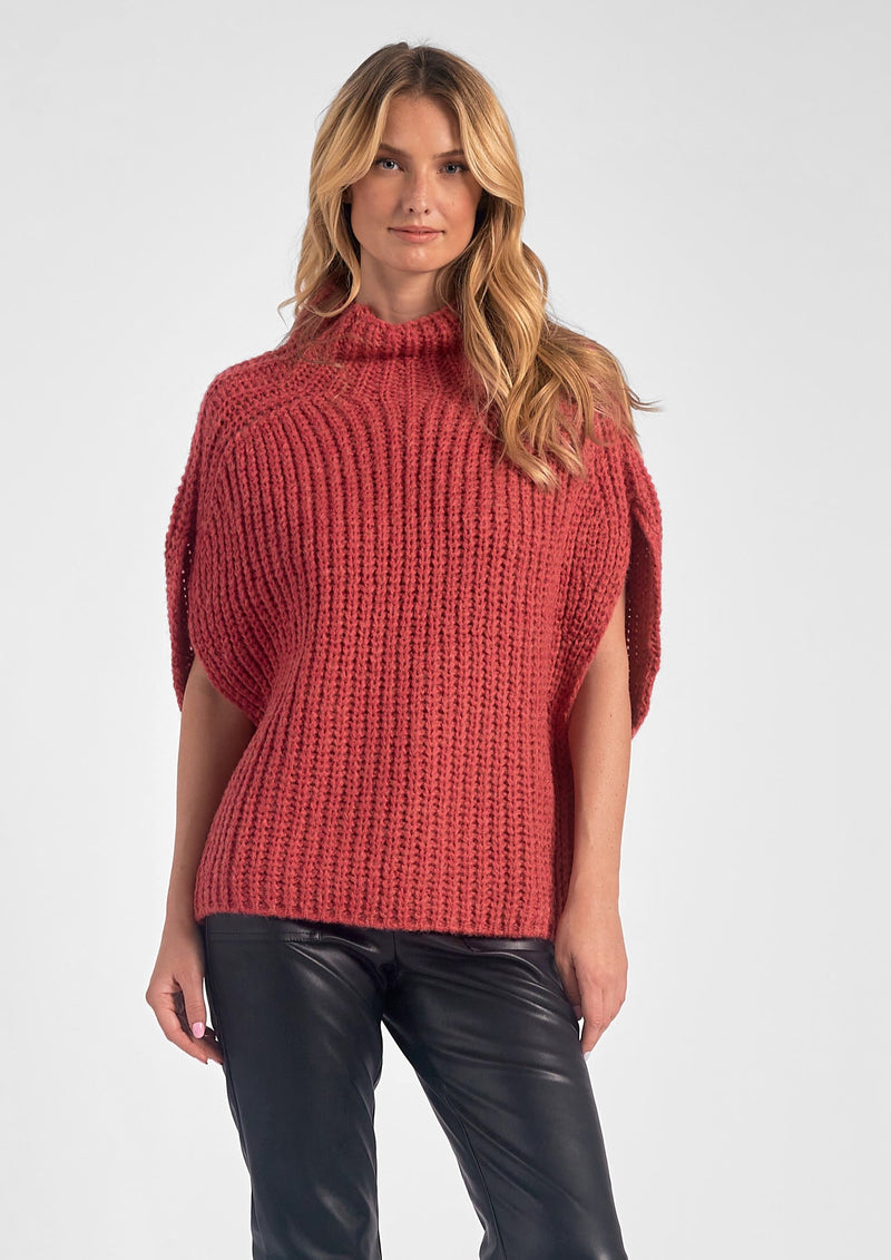 Elan: Cali Cowl Neck Sleeveless Sweater - Ruby