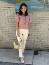 Daze | Shy Girl High Rise Crop Flare - Raw Cut