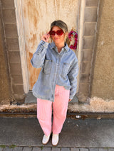 Penny Stripe Barrel Jeans - Pink/White