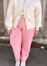 Penny Stripe Barrel Jeans - Pink/White