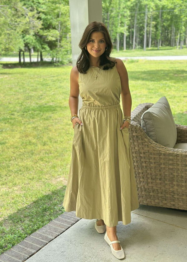 Cady Open Back Woven Dress - Tan