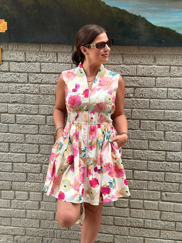 Strawberry Cream Floral Mini Dress