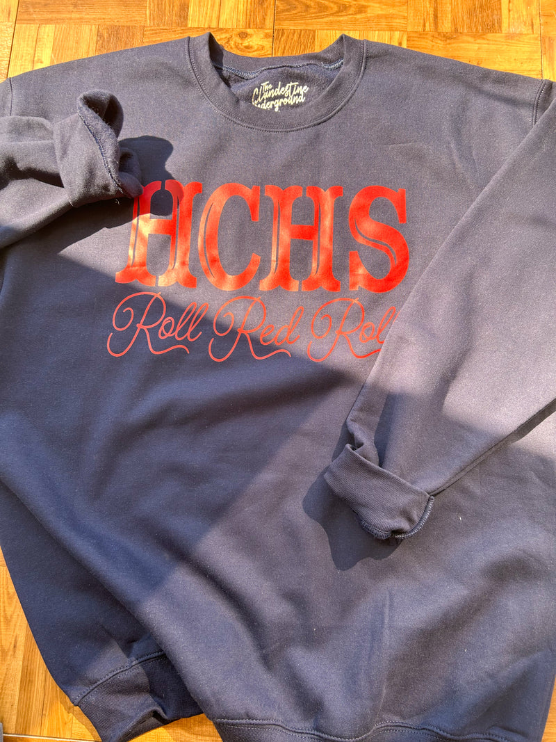 HCHS Roll Red Roll Sweatshirt - Navy Blue