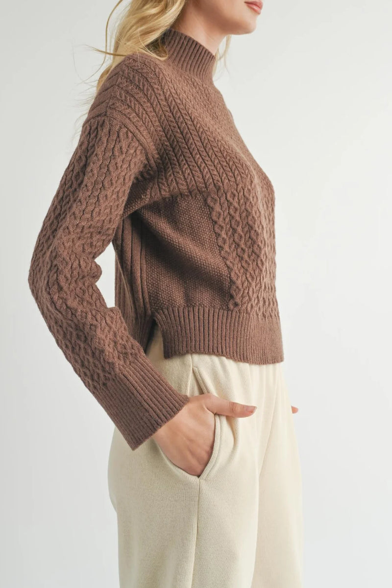 Liss Turtleneck Sweater - Brown